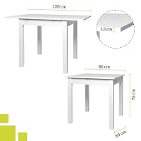 smart Esstisch 80 x 80 cm weiß, Küchentisch ausziehbar bis 120 cm, modern – Ansicht 2