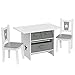 Produktbild WOLTU SG011 Kindersitzgruppe, 1 Kindertisch und 2 Stühle, Kindertisch mit Stauraum, Kindermöbel Set aus Holz, mit 3 Aufbewahrungskörben, Sitzgruppe für Kinder,(Grau+Weiß)