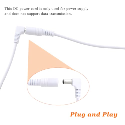 Miniatura 5 de Kuoqiy 2 Piezas 1m 5.5x2.1 Mm 24v 12v Prolongador Alimentacion Dc, Cable De Extensión De Alimentación Ángulo Recto Macho Hembra 22awg, Para Cámara De Seguridad Cctv, Blanco