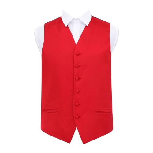 Gilet de mariage rouge ajusté pour costume homme en satin brillant