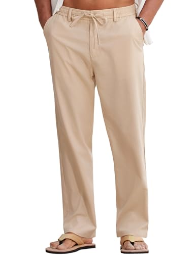 COOFANDY Linen Pants Men Elastic Wasit Summer Beach Trousers Relaxed Fit Casual Cotton Linen Pants...