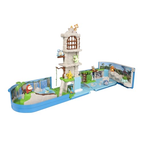 Jazwares Pokemon Carry Case Battle Ruins Playset - Portable Transforming Backpack Playset with Action Features and 2-inch Pikachu Battle Figure