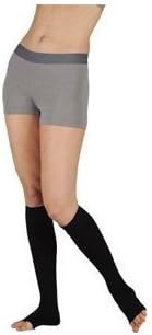 Juzo Dynamic Varin 3512 Knee-High, 30-40 mmHg Open Toe Compression Stocking with Silicone Top Band– Men & Women, Short, 5 (V), Black