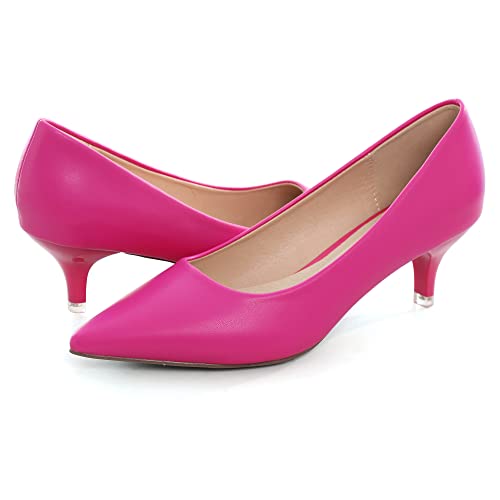 Image of Women's Low Kitten Heel Pumps Classic Fashion Dress Pumps Simple Heeled Shoes for Office Work