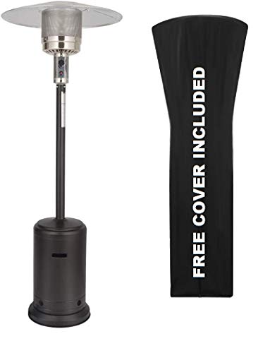 Avenlur 46,000 BTU Outdoor Propane Gas Patio Heater with Wheels - 88 inches with Protective Cover(Black)