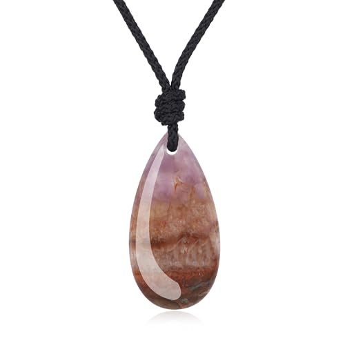 Collier pierre femme cadeau idéal pendentif en agate dentelle et améthyste véritable