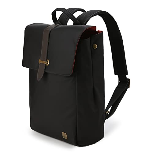 KNOMO Falmouth - Mochila para portátil con cierre de solapa, bolsa de viaje para computadora de negocios, Negro -, L, Fits 16 inch, Mochilas de mochila