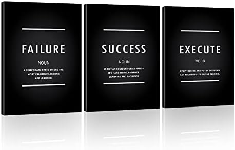 Motivational Wall Art, Office Wall Decor, Inspirational Canvas Painting Picture Poster Execute Failure Success Positive Quote Wall Decor for Office Dorm Bedroom Living Room Inspirational Gift for Men