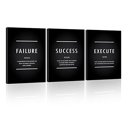 Motivational Wall Art, Office Wall Decor, Inspirational Canvas Painting Picture Poster Execute Failure Success Positive Quote Wall Decor For Office Dorm Bedroom Living Room Inspirational Gift For Men #TOP9