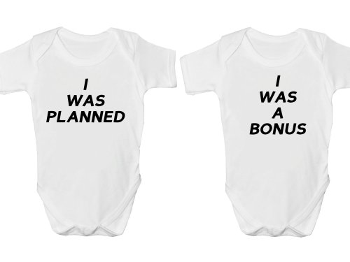 I Was Planned I Was A Bonus Twin Set Funny Babygrow Baby Chaleco Body Suit  9-12 meses