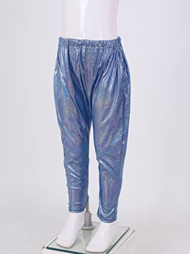 Girls Kids Sequin Metallic Elastic Waistband Trousers Little Boys Hip Hop Jazz Streetwear Dance Sports Trousers Royal Blue 9-10 Years4