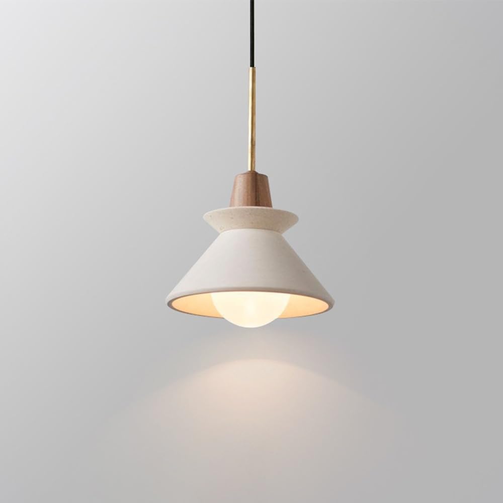 Lámpara industrial con pantalla de cemento Wabi-Sabi texturizado artesanal