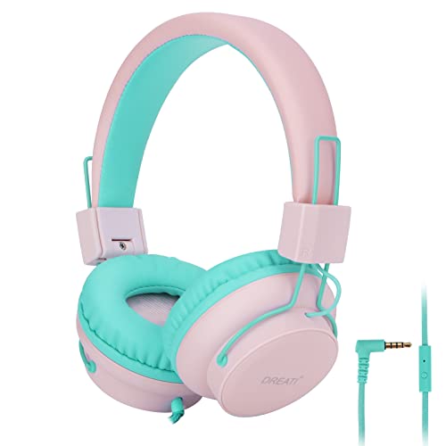 DREATI Kids Headphones for Girls,Headphones for kids Wired with Microphone Tangle-free children Teens Over Ear Headsets for School/iPad/PC/Cellphone(Pink) DREATI Kids Headphones for Girls,Headphones for kids Wired with Microphone Tangle-free children Teens Over Ear Headsets for School/iPad/PC/Cellphone(Pink)
