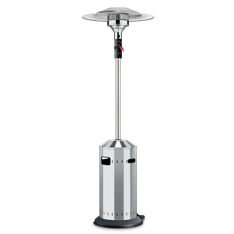 FAVEX - Parasol chauffant gaz Cosy Elegance Inox - Exterieur - 3 à 8 kW - 12m² - Livré avec tuyau et détendeur - 76 x 76 x 218 cm