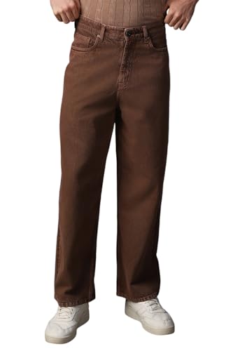 Image of High Star Men Cotton Washed Loose Fit Casual Mid-Rise Jeans
