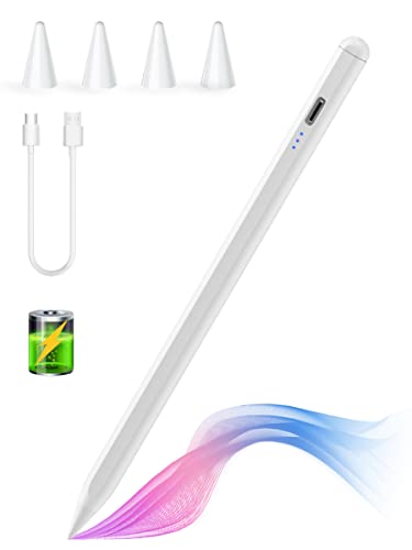 Stylus Pen for iPad, Stylus Pencil for (2018-2022) Apple iPad Pro 2021 11 12.9 Inch, iPad 6 7 8th Generation, iPad Air 4th 3rd, iPad Mini 5th Gen, for iPad Accessories Magnetic Stylus Pen, White