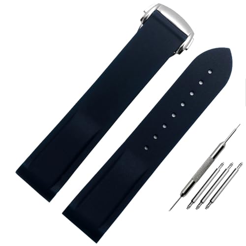 Bracelet silicone Omega Seamaster 300 bleu 22mm courbe