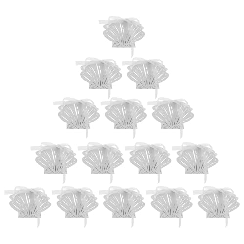 Gogogmee Caja de Dulces de Boda Forma de Concha Blanca, 25 Piezas, Contenedor de Dulces para Fiesta, Caja de Regalos de Papel Ligera y Compacta para Eventos y Celebraciones