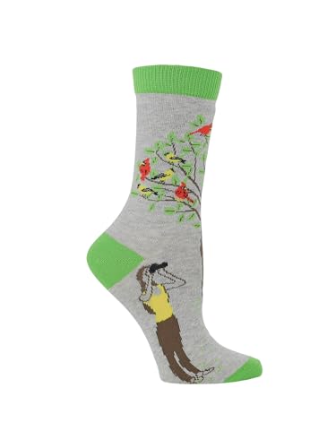 Image of WHD Bird Lover Crew Socks for Women & Men | Cute Fun Birdwatcher Gift | Novelty Song Bird Fan