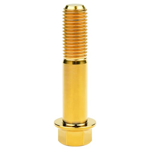 Image of Titanium Bolt M12 30 35 40 45 50 55 60 65 70 75 80 85 90mm Hex Small Flange Head for Motorcycle Car Modification Pack of 4 (M12x55mm Pitch 1.25, Gold)