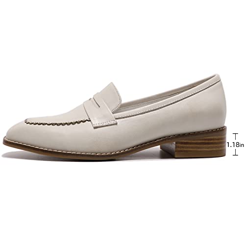 Image of Mona flying Womens Leather Square Toe Penny Loafer Slip on Flat Office Shoe