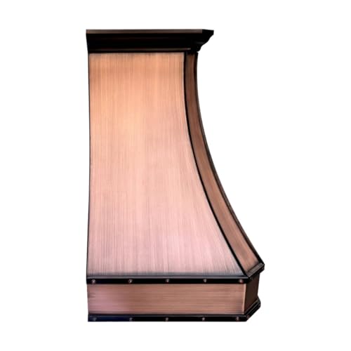 Image of SINDA Wall Mount Copper Range Hood, Hand-Crafted Copper Range Hood with High Airflow Centrifugal Blower, Includes SUS 304 Liner and Baffle Filter, High CFM Vent Motor, 54 inchWx39 inchHx24 inchD, In Stock