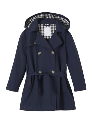 Vertbaudet Mädchen Trenchcoat mit abnehmbarer Kapuze marine 98/104