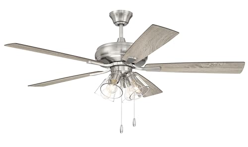 Craftmade ECF104BNK5-DWWLN 52 Inch Eos 4 Light Ceiling Fan In Brushed Polished Nickel Finish With Reversible Driftwood/Walnut Blades thumb #1