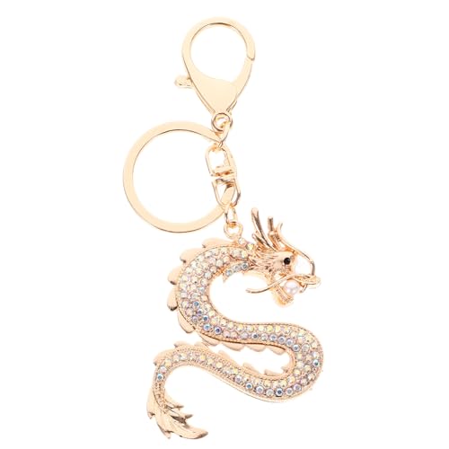 Chinese Dragon Keychain Rhinestone Crystal Dragon Keychain Zodiac Charms Pendant