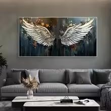 Tableau ailes blanches KEMEIQI 60x120cm sans cadre pour une peinture sur toile abstraite