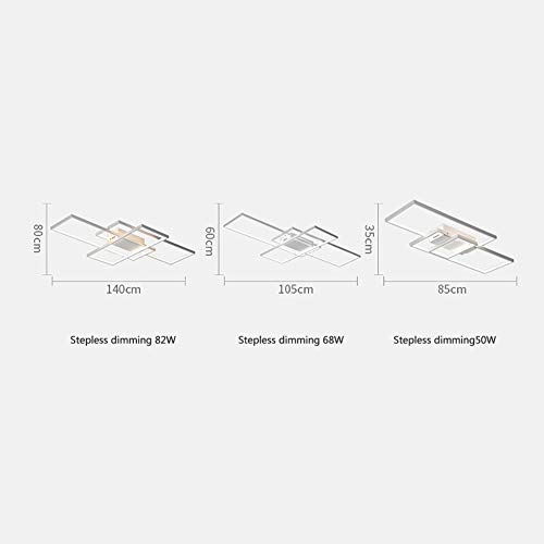 Plafonnier LED design blanc L85cm dimmable avec télécommande pour salon moderne