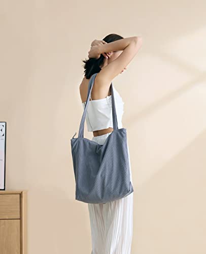 Image of Iioscre Corduroy Tote Bag for Women,Hobo HandBags with Zipper,Large Capacity Casual Shoulder Handbags with Inner Pockets