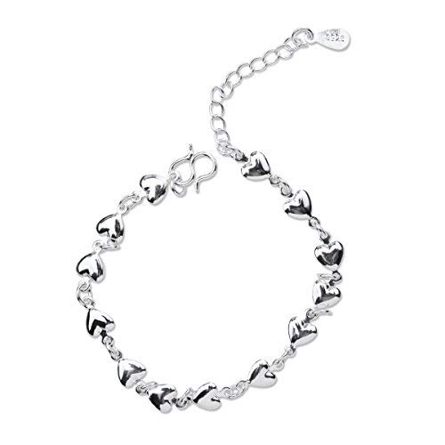 NANHONG Dainty Jewellery Charm-Armband aus 925er-Sterlingsilber, Herz-Hand-Anhänger, mit Geschenkbox Cover