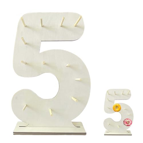 ZAHD Soporte reutilizable para donut de 12 agujeros Soporte de madera reutilizable para rosquillas de bagel Muro de soporte de donuts de madera para la decoración de la mesa de postres (Madera5)