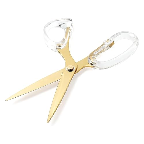 OfficeGoods 9” Stainless Steel Acrylic Scissors, Clear with Gold Metal