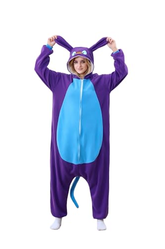 Wumzie fleece adult animal jumpsuit pajamas: warm stylish and convenient allowing you to have a happy and joyful time Purple
