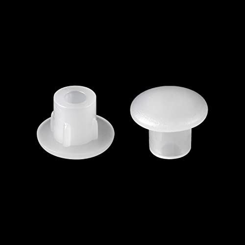 Image of uxcell Screw Hole Plugs, 5mm(3 /16 inch) Dia PP Snap in Shelf Button Flush Type Caps for Furniture Cabinet Cupboard, Clear White 180 Pcs