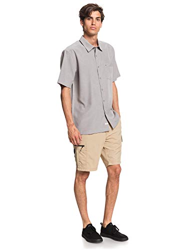 Quiksilver Camisa masculina Centinela com 4 botões e bolso de ajuste confortável, Centinela cinza, P