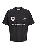 Jack & Jones Jcosolana Sporty Front SS tee Crew Neck - Camiseta Deportiva para Hombre, Color Negro, Talla S