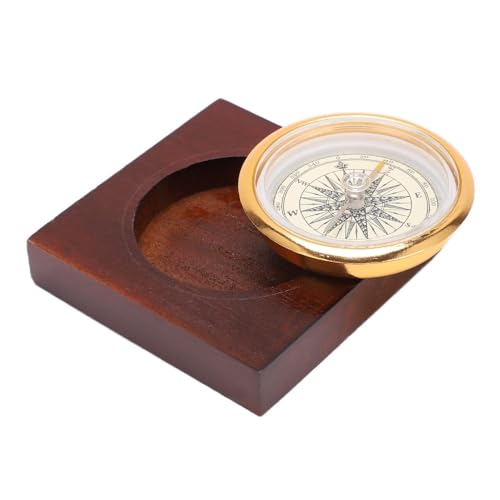 Brújula de aleación de aluminio con caja de madera portátil miniatura 5