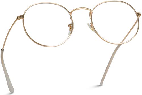 WearMe Pro Metal Frame Round Blue Light Blocking Glasses (Gold)