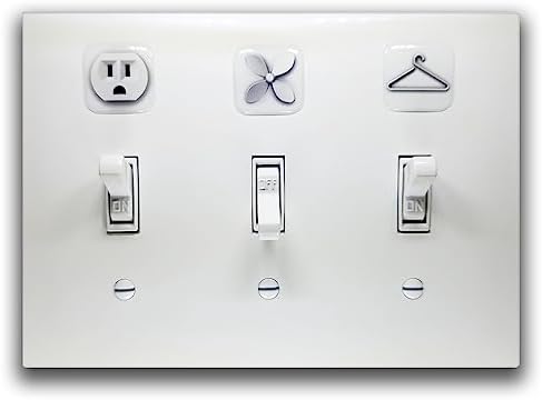 Visual Light Switch Sticker Labels - Bed and Bath Theme, White, 3D Design, 24 PCS