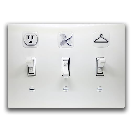 Visual Light Switch Sticker Labels - Bed and Bath Theme, White, 3D Design, 24 PCS