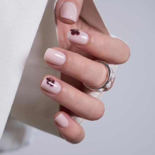 Image of CurvLife Extra Short Square Press On Nails, Pink, Petite Bloom, Soft Gel