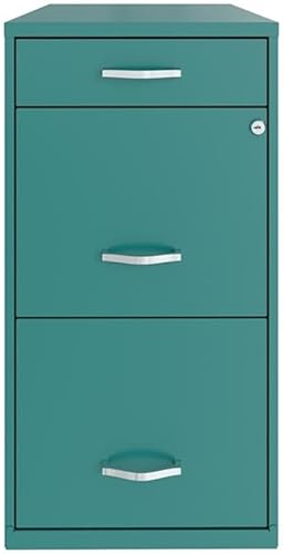 Miniatura 2 de Pemberly Row Archivador organizador de metal de 3 cajones de 18" en verde azuladoturquesa