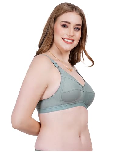 Image of Women Non Padded Bra in B & C Cup - Made of Pure Cotton Full Coverage Non Wired Soft Cup for T-Shirt Saree Dress Sports Garment for Daily Use Everyday