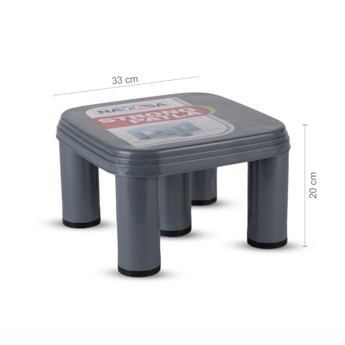 Nayasa 517 Medium Stool | Durable Plastic Stool | Ideal for Office Use, Kitchen and Bathroom Use, Shops and, Hospital Use, Home Use etc| Grey