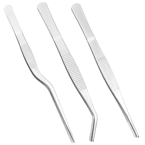 Tinoaly Lot de 3 Pinces à Plantes, Pinces en Acier Inoxydable, Outils Polyvalents pour le Jardinage les Bonsaïs L'alimentation des Reptiles et la Cuisine