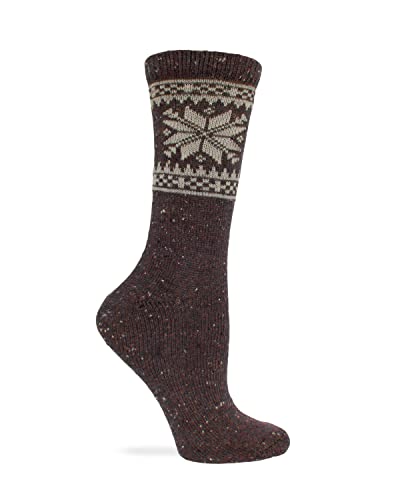 Wise Blend Snowflake Crew Heavyweight Socks, 1 Pair, Medium, Shoe Size W 6-9