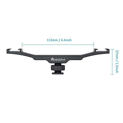 Annsm Universal Dual 2 Cold Shoe Mount Bracket V Shape With Hot Shoe Mount 1/4 Inch Thread Hole For Dslr Cameras Nikon Canon Sony Pentax And Monitors, Microphones, Led Flash, Lights Black #TOP6